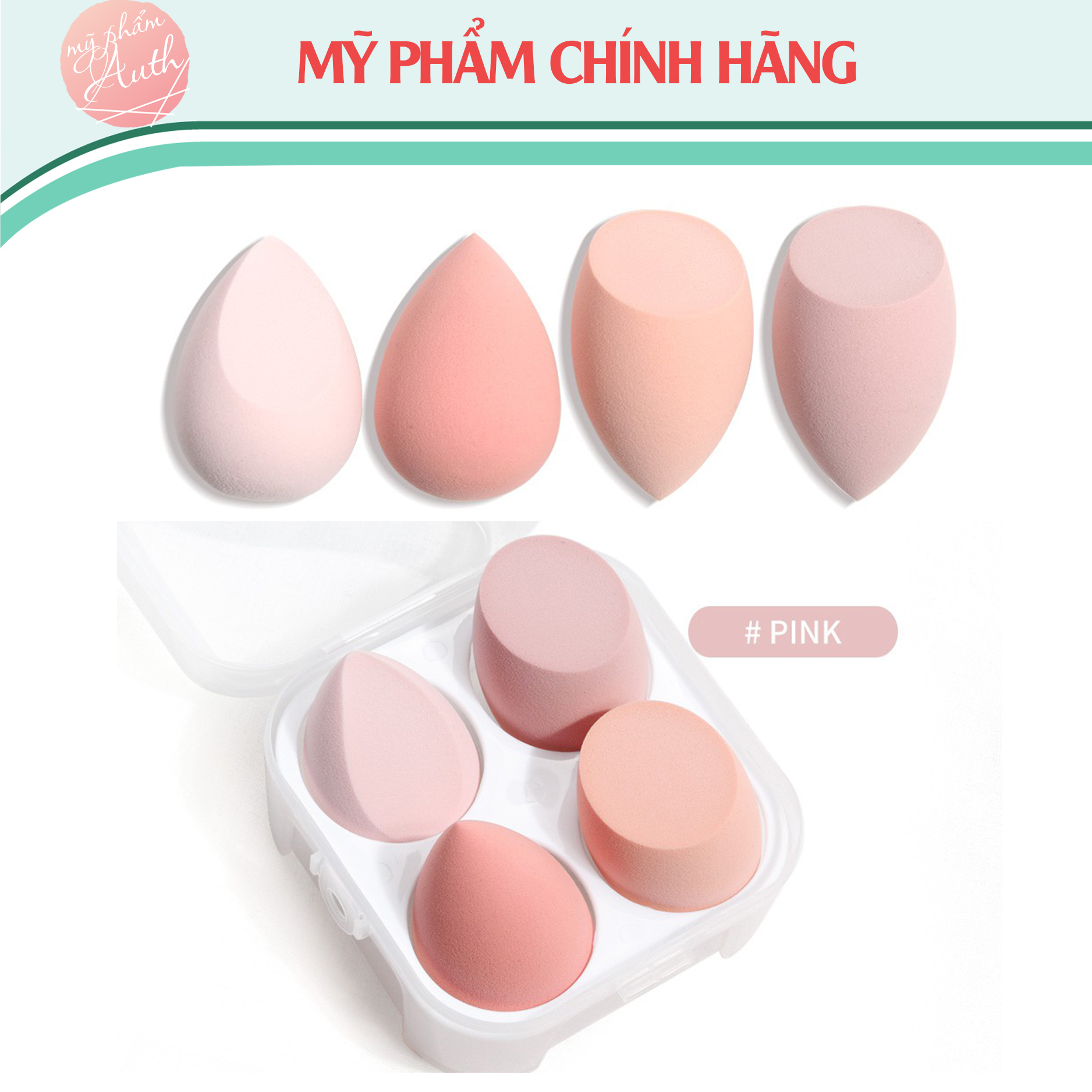 [Loại tốt] Hộp 4 mút tán kem nền siêu mịn - hàng xịn xò kèm hộp, màu giao ngẫu nhiên