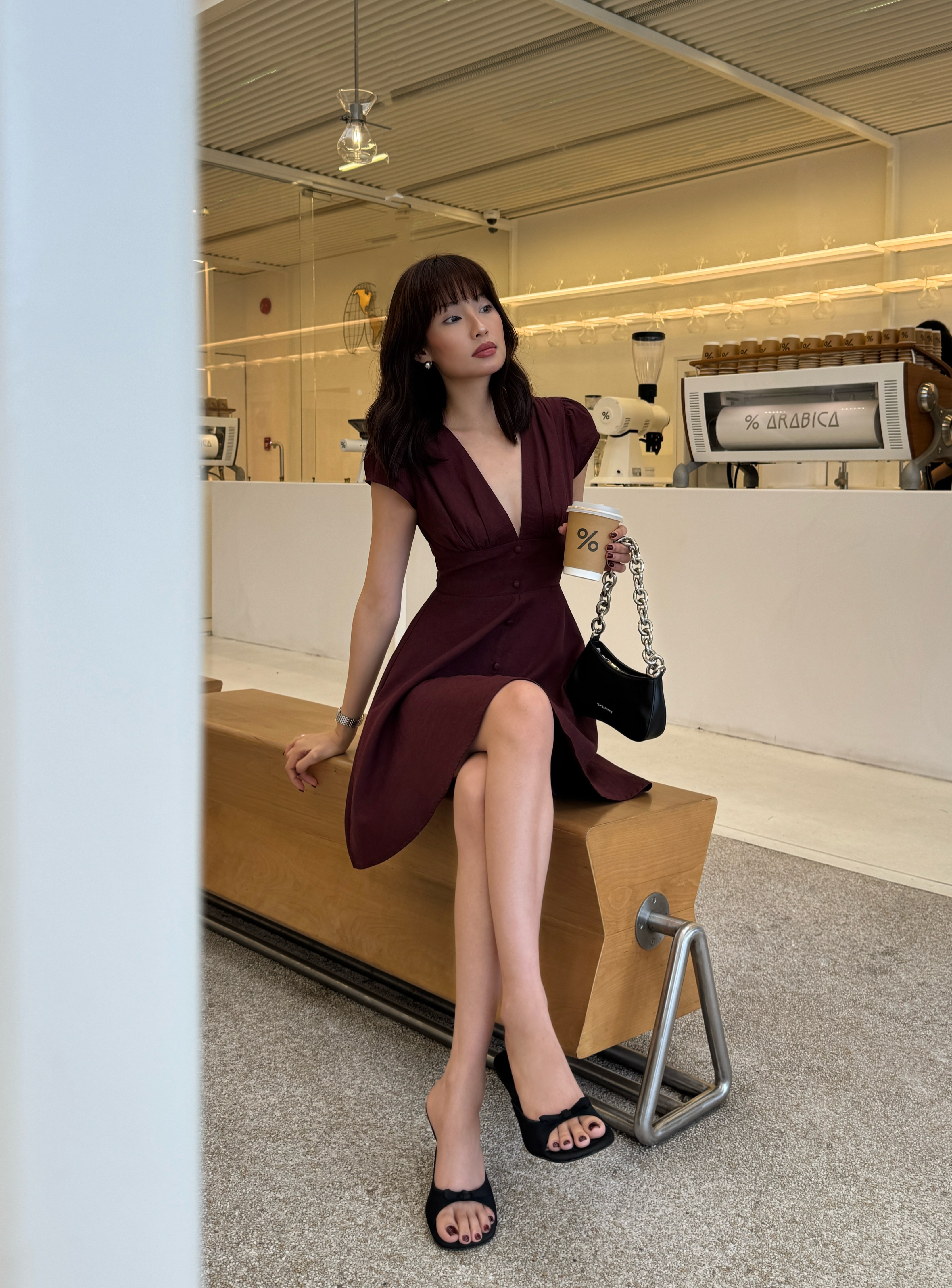  AO'EM STUDIOS | DREAMER DRESS - ĐẦM NGẮN MÀU XANH  DÁNG CHỮ A FORM ÔM CHẤT LIỆU LINEN THOÁNG MÁT 