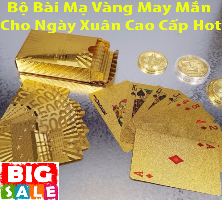 Bộ Bài Mạ Vàng May Mắn Cho Ngày Xuân  Cao Cấp Hot, Bộ Bài Mạ Vàng 52 Lá Sang Trọng Nhựa Siêu Mỏng Không Cong Nát Không Thấm Nước, BỘ BÀI MẠ VÀNG 24K SANG TRỌNG QUÝ PHÁI GIÁ TỐT