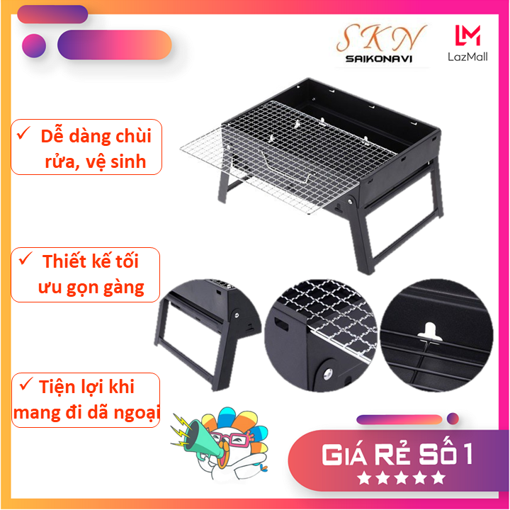 Bếp Nướng Than Hoa Than Củi Vuông - Rainy Cao Cấp