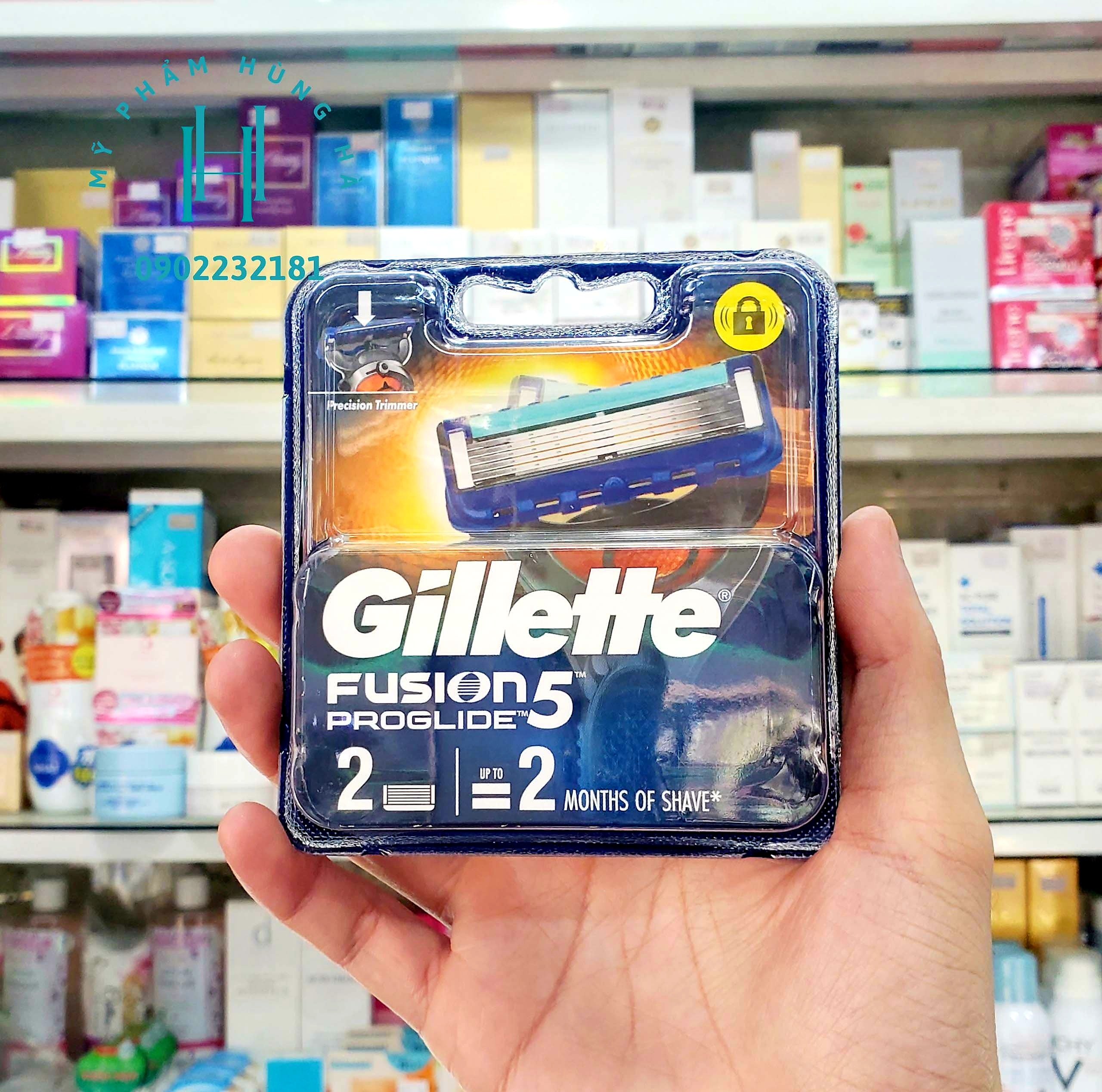 Lưỡi dao cạo râu Gillette Fusion 5, lưỡi dao cạo thay thế cao cấp Gillette - hộp 2 lưỡi dao