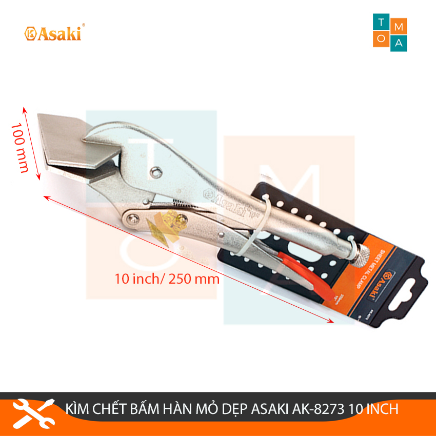 Kìm chết bấm hàn mỏ dẹp asaki ak-8273 10inch/250mm