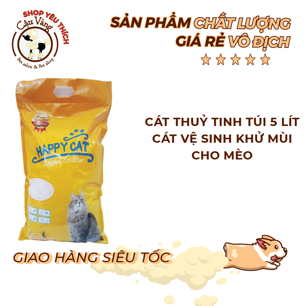 Cát thuỷ tinh Happy Cat túi 5l dành cho mèo