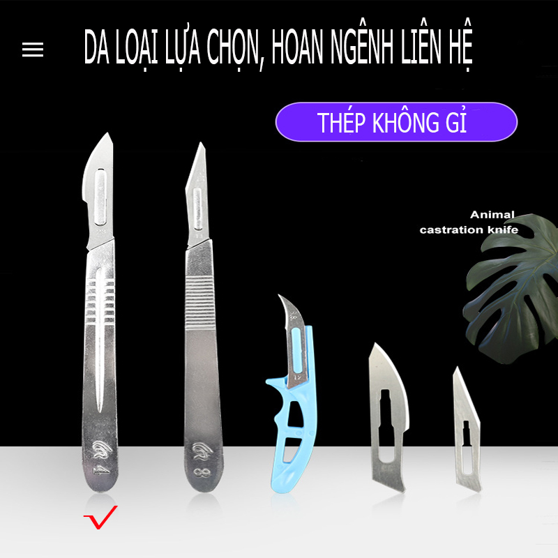 Dao thiến heo lợn số 4 siêu sắc, kèm 10 lưỡi dao số 23