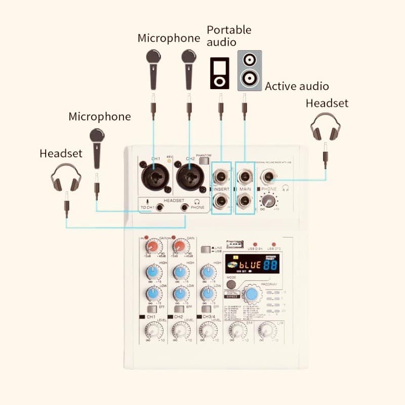 Bàn trộn âm thanh mixer E4 bluetooth Mixer âm thanh cao cấp E4