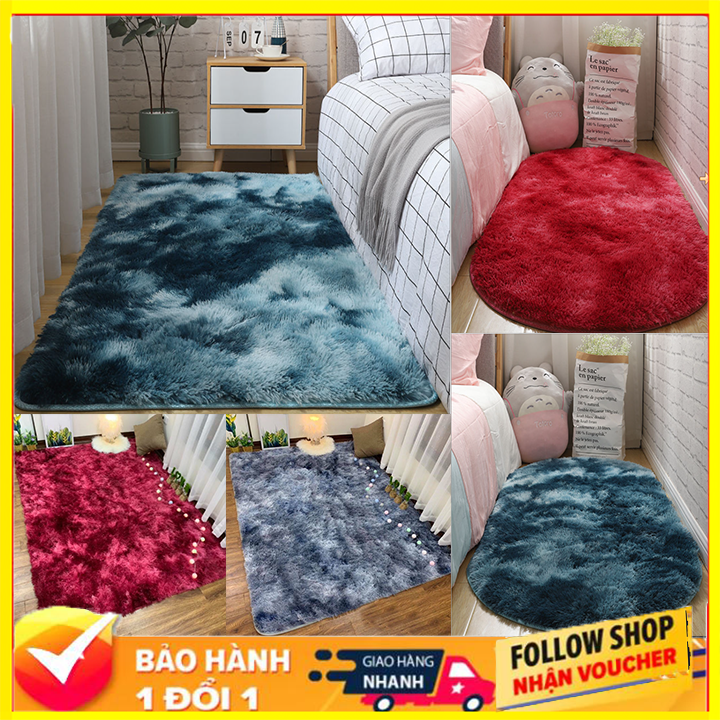 Thảm trải sàn OVAL loại dày, Thảm lông trải sàn phòng ngủ phòng khách, thảm lông lông phối màu loang cao cấp trang trí nhà cửa  phong cách hiện đại, Thảm chụp hình