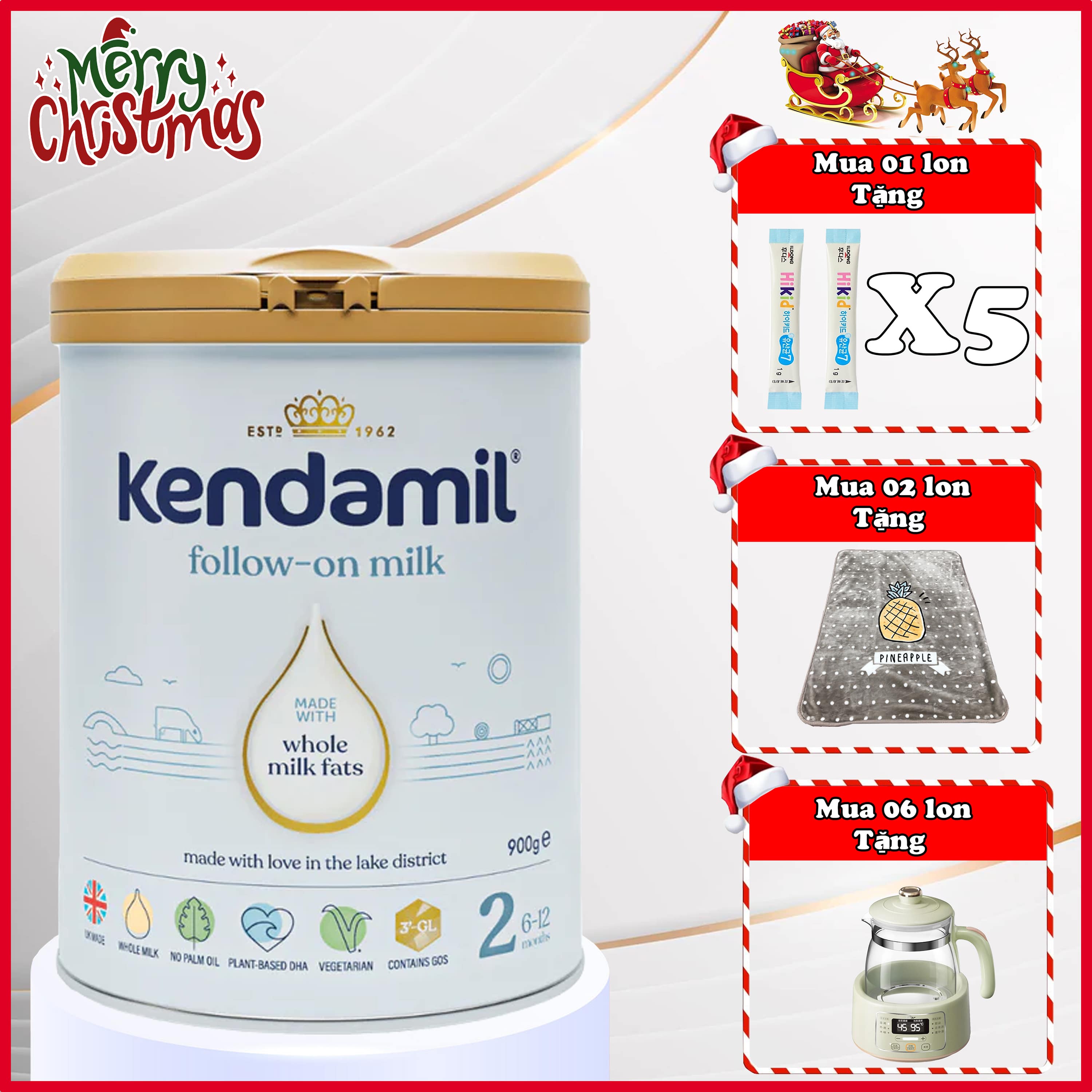 Sữa bột Kendamil Organic số 2 - 800g 6-12tháng - Nhập khẩu Vương quốc Anh