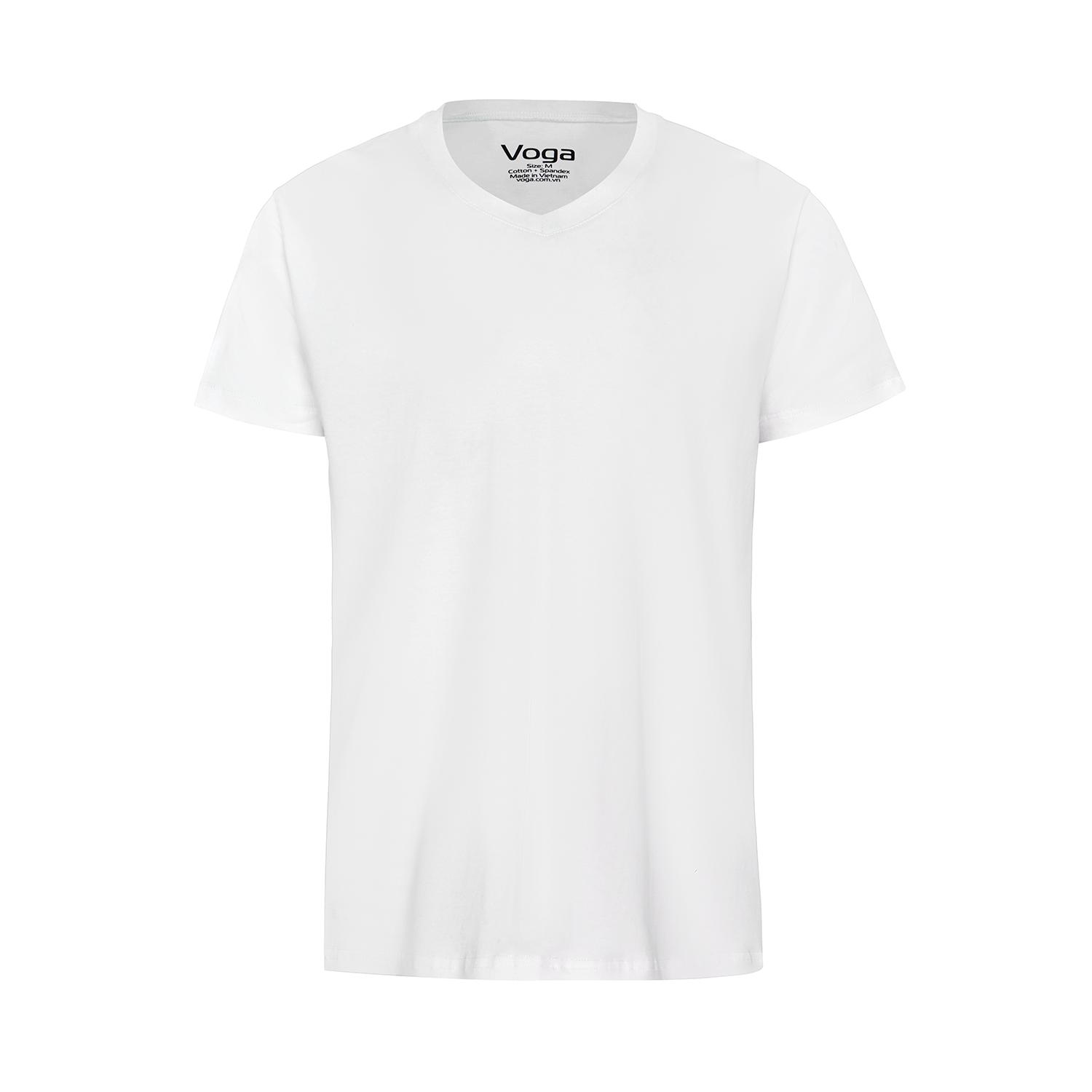 Áo thun nam Voga cổ tim ngắn tay vải cotton bốn chiều co dãn