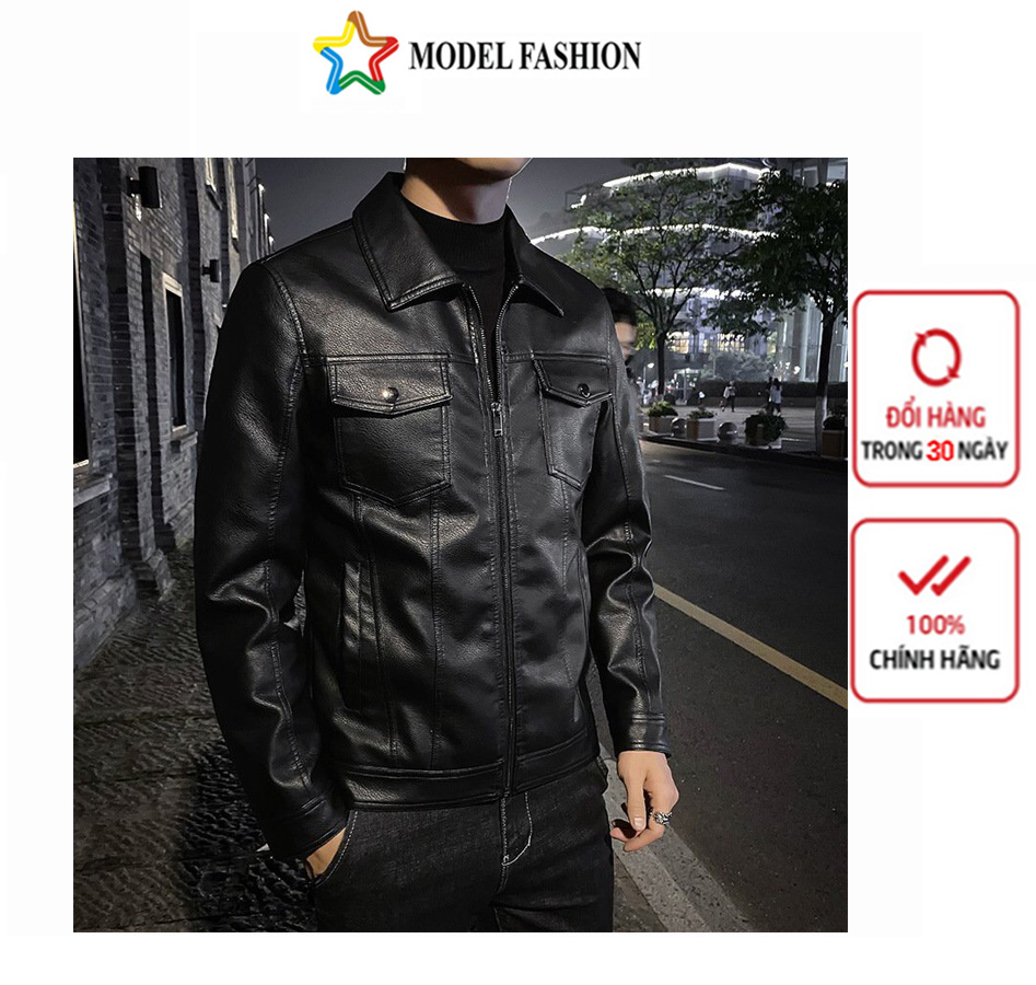 Áo khoác da nam lót lông model fashion - akdl627