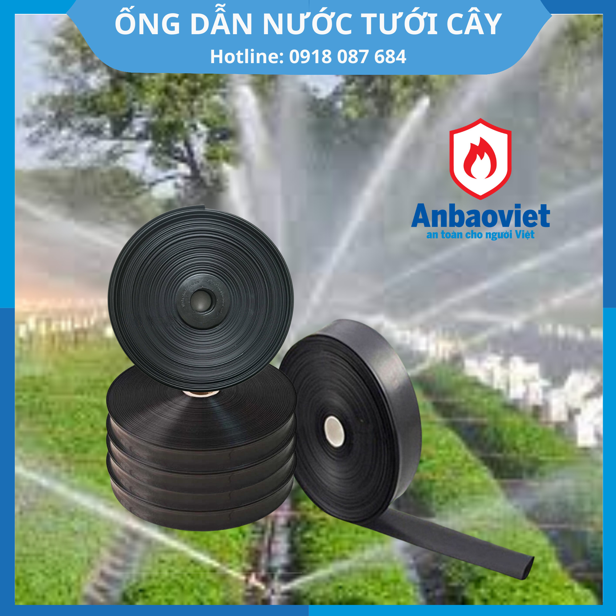 Ống tưới dẹp phun mưa, đục 3 lỗ, màu đen đường kính 27mm, 34mm, 42mm