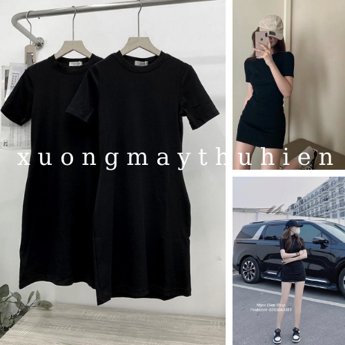Váy body cổ lọ màu đen tôn dáng sexy, đầm body trơn basic siêu cá tính mùa hè cho nữ xuongmaythuhien