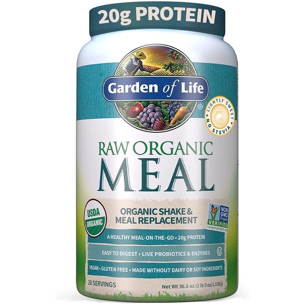 Bột ngũ cốc hữu cơ thay bữa ăn raw organic meal Garden of Life.