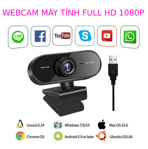 Camera cho máy tính - WEBCAM MÁY TÍNH CÓ MIC FULL HD 1080P - web cam usb camera pc laptop livestream học trực tuyến, họp zoom, gọi videocall.