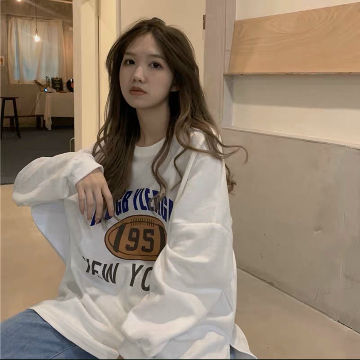 Áo phông, áo thun nam nữ form rộng tay dài unisex 95 new york từ 50-70kg
