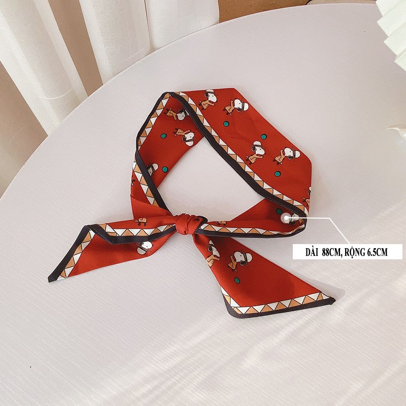 Khăn lụa buộc tóc phụ kiện thời trang đa năng kiểu Pháp dây buộc tóc Streamer K02