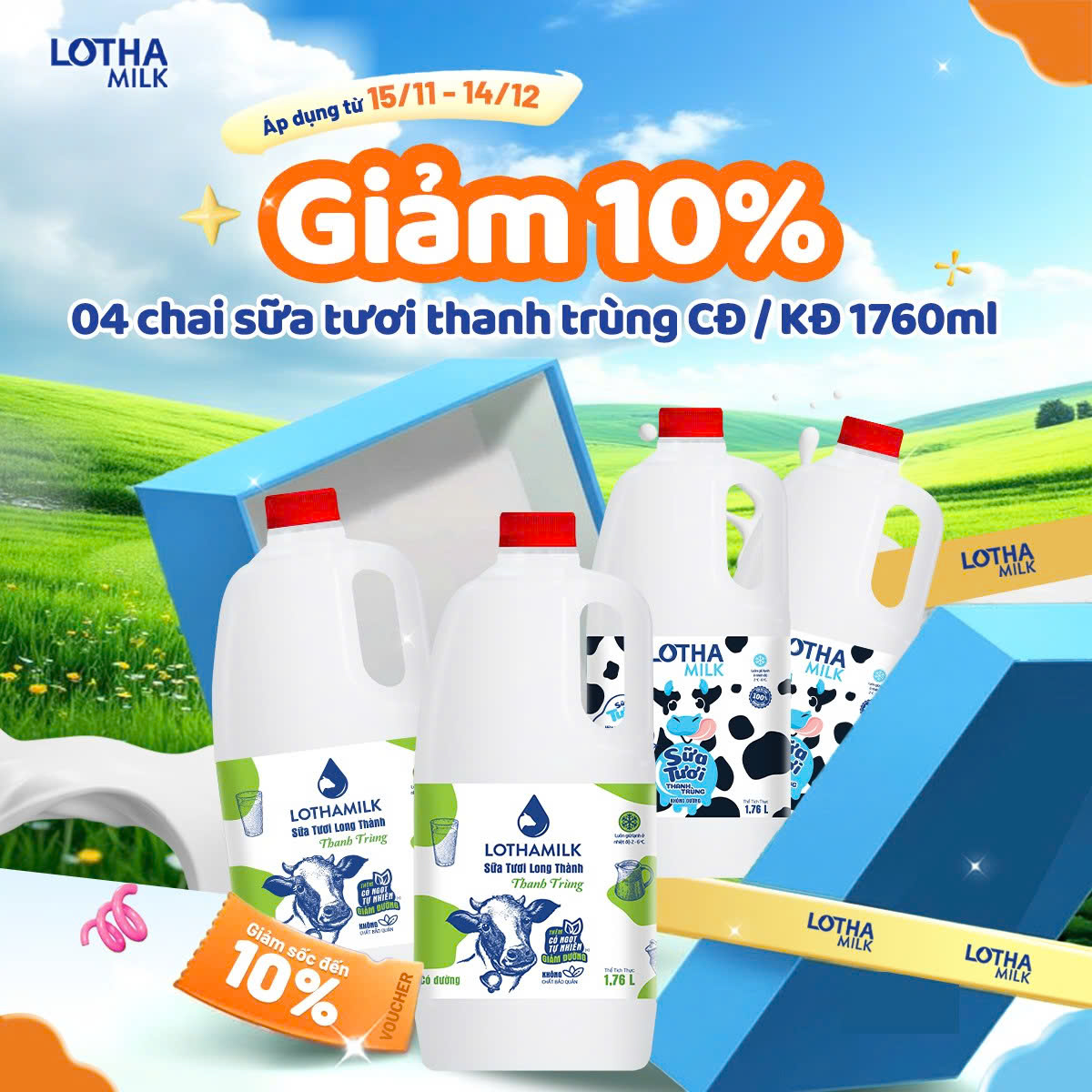  Sữa tươi thanh trùng Lothamilk chai 1760ml 