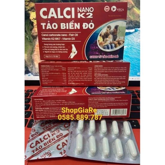 Calci Nano K2 Tảo Biển Đỏ Bổ sung canxi, chống còi xương, loãng xương, phát triển nhanh, xương chắc khỏe