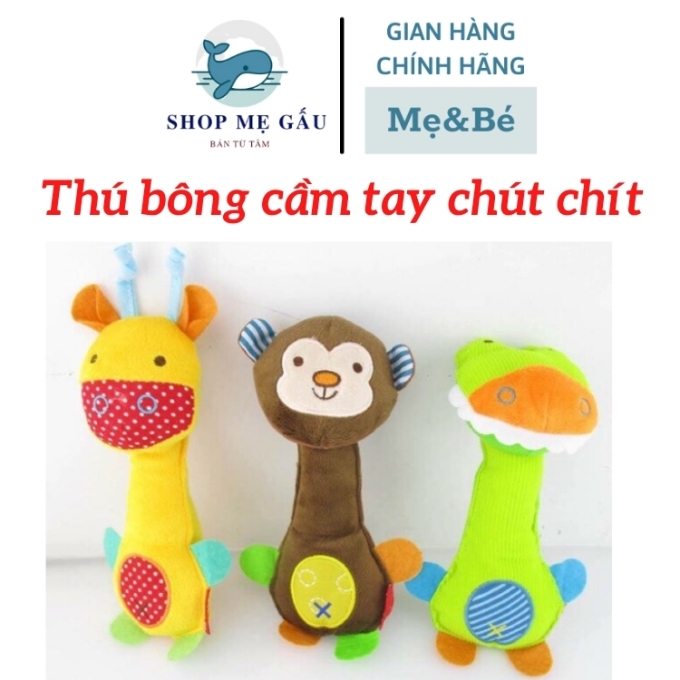 Thú bông cầm tay chút chít phát triển xúc giác thị giác cho bé sơ sinh