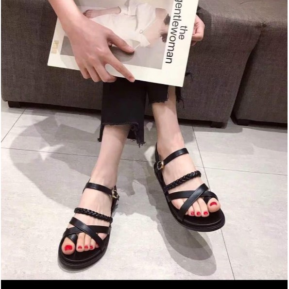 Sandal xỏ ngón nhiều dây quai gài đế dày 2cm - G02
