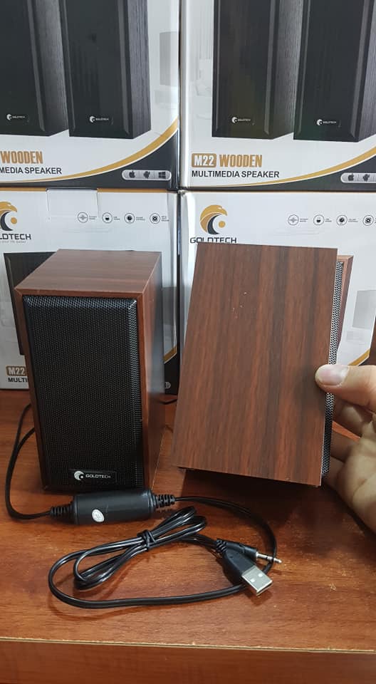 Loa vi tính - Loa máy tính Goldtech M22 cổng USB vỏ gỗ sang trọng, nghe hay và êm