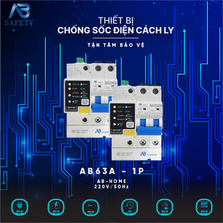 Thiết bị chống sốc điện cách ly absafety - dòng điện định mức 63a và 100a mức điện áp định mức 220v và 380v