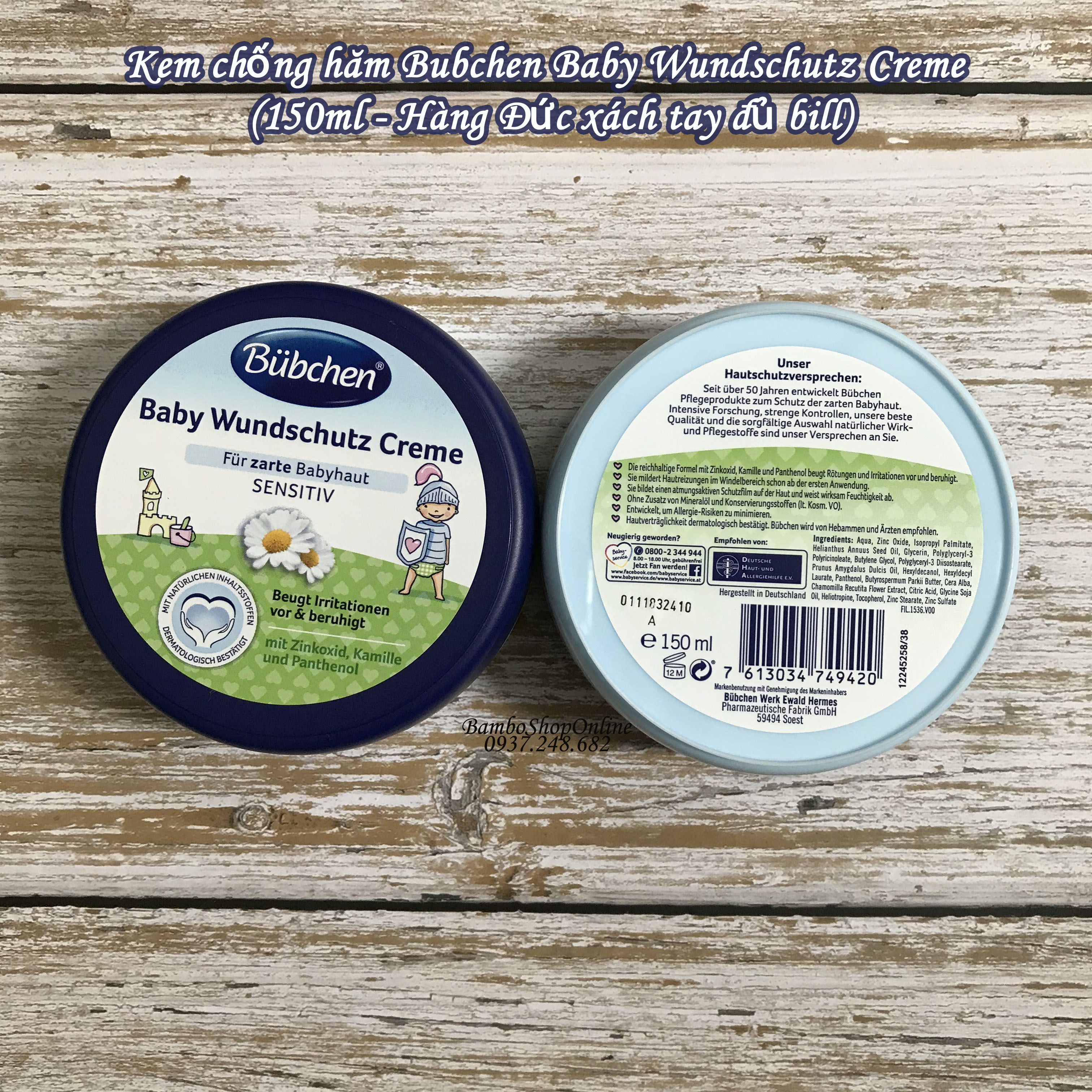 [HCM]Kem chống hăm Bubchen Baby Wundschutz Creme 150ml - Kem giúp hết hăm Bubchen Spezial  Wunschutzcreme Creme 75ml. Giúp dưỡng da giữ ẩm cho làng da nhạy cảm của bé. Được kiểm nghiệm da liễu khuyên dùng bởi các bác sĩ và nữ hộ sinh.