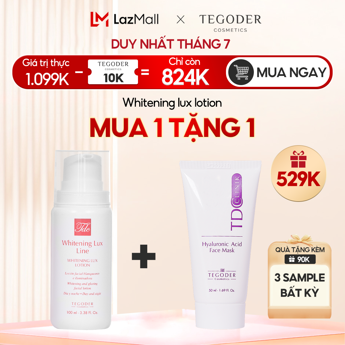Lotion dưỡng da làm trắng sáng Tegoder Whitening lux lotion 100 ml mã 7498