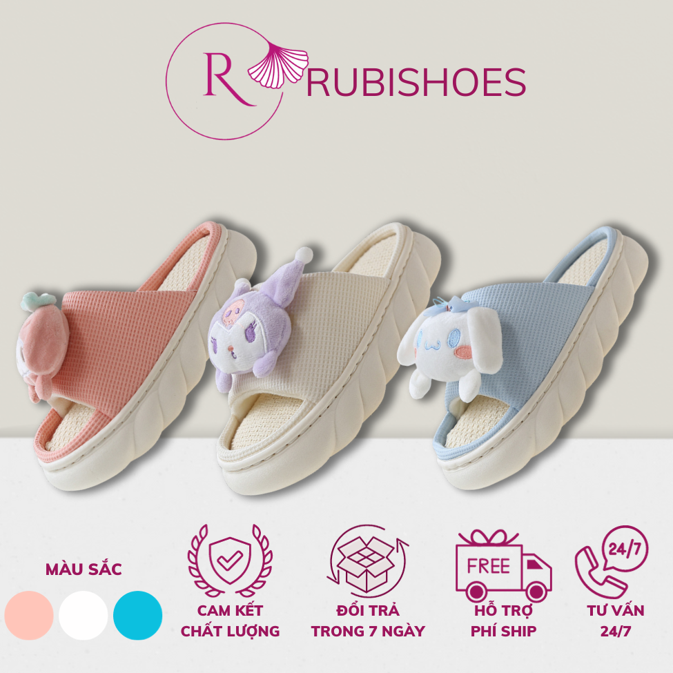 Dép bánh mì vải dệt để cói hình 🐰🐰bông thỏ🐰🐰 dễ thương 2023_rubishoes