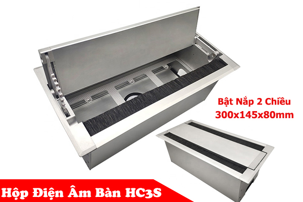 Hộp Âm Bàn Phòng Họp-Văn Phòng Bật Nắp 2 Chiều 3 Module Cao Cấp Tenko TK-HC3S