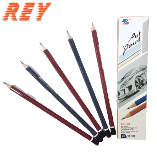 Hộp 10 cây bút chì gỗ 2b thân lục giác thiên long gp-01