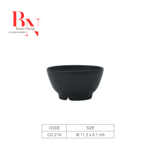 Chén Nhựa Melamine Đen Nhám- C021N
