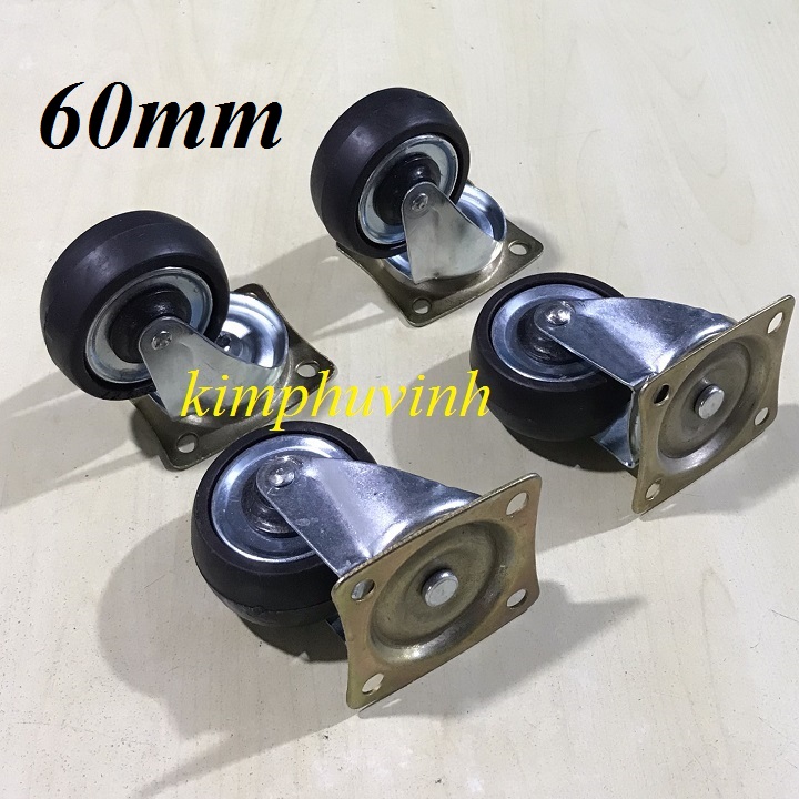 04 cái - bánh xe cao su đen 60cm - bánh xe tủ 6p