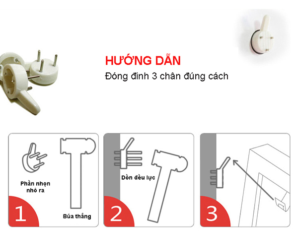 Sỉ 1000 đinh 3 chân treo khung ảnh không cần khoan tường