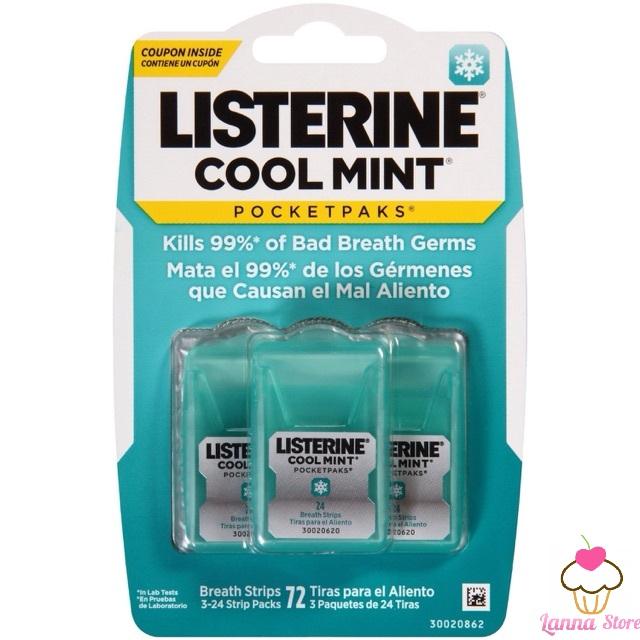  HOÀN TIỀN 15% -  HCM Miếng ngậm Listerine vị bạc hà Coolmint 1 lốc 3 hộp  1 hộp 24 miếng  - Mỹ 