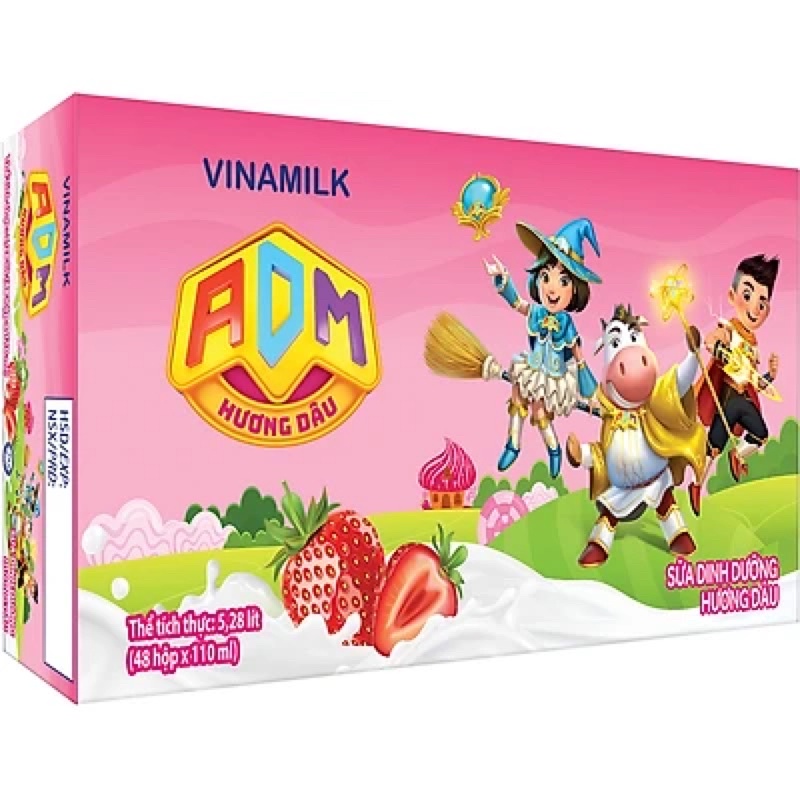 Thùng 48 Hộp Sữa dinh dưỡng Hương Dâu Vinamilk ADM