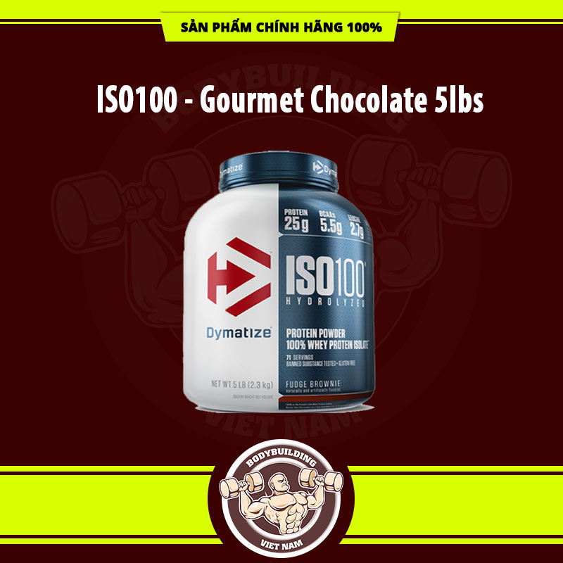 Whey protein - dymatize - iso 100 - 5lbs - bổ sung protein tăng cơ giảm mỡ - vị gourmet chocolate 5lbs