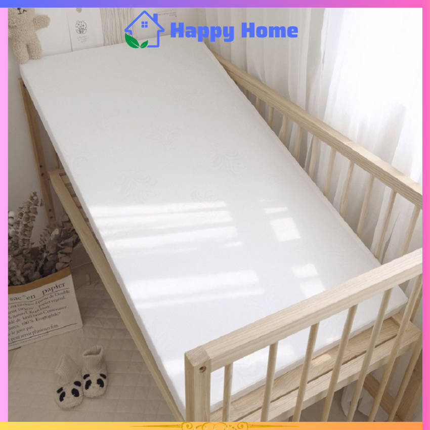 Nệm cho cũi trẻ em, đệm cho giường trẻ em thoáng khí an toàn, giúp bảo vệ lưng bé, đệm cho nôi, ga bọc nệm 100% cotton - happy home