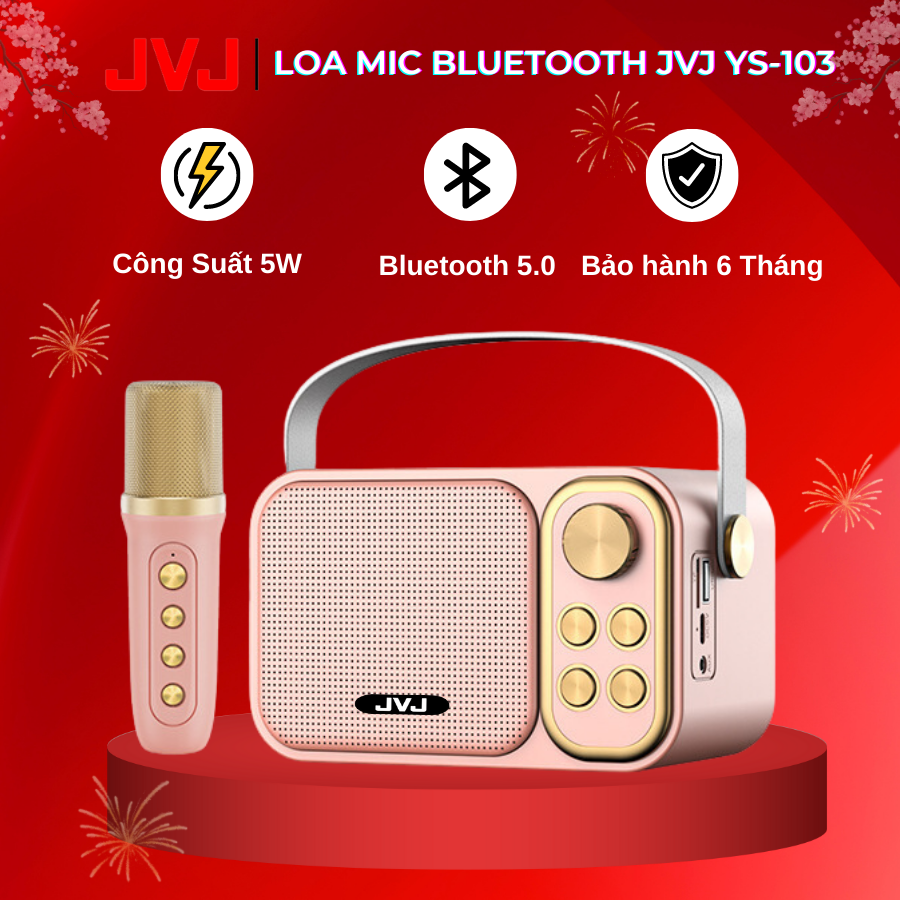 Loa bluetooth mini karaoke kèm mic JVJ YS-103 Không dây, kèm mic hát,icro Không dây, hỗ trợ hiệu ứng âm thanh, công suất loa lớn, Bass cực chuẩn, công suất 10W - Bảo hành 6 Tháng,loa bluetooth hát karaoke, loa mini bluetooth,loa hát karaoke mini
