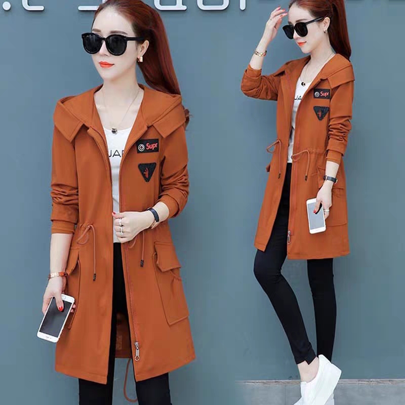 ÁO KHOÁC KAKI NỮ FOM DÀI MĂNG TÔ MANG PHONG CÁCH QUỐC HÀN 2018