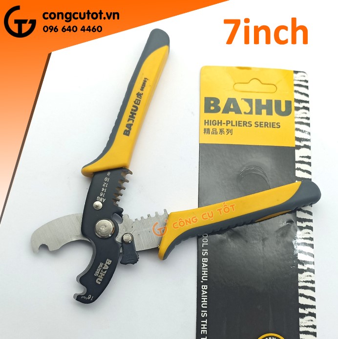 Kềm cắt tuốt dây điện baihu 180mm