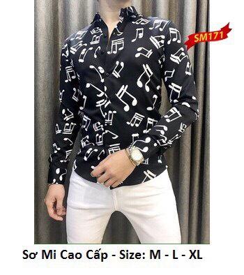 [Hoàn Tiền 15%] [HCM]Áo Sơ Mi Nam Tay Dài Họa Tiết Nốt Nhạc