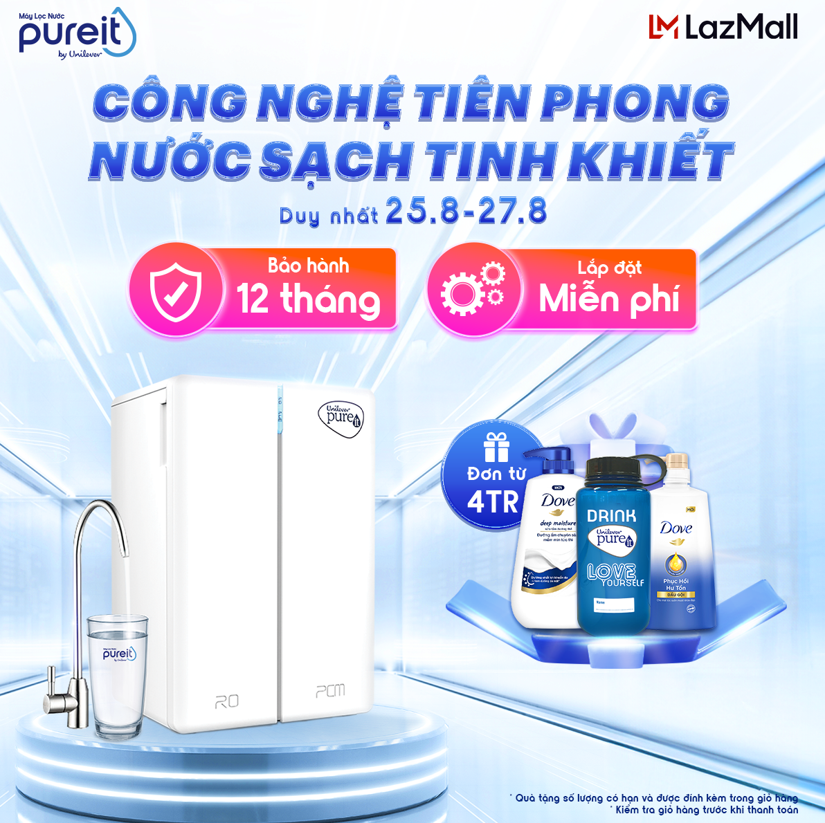 [ QUÀ TẶNG 25.8 - 27.8 | MIỄN PHÍ LẮP ĐẶT | BẢO HÀNH 12 THÁNG ] Máy lọc nước Pureit Tanka Âm tủ bếp thiết kế nhỏ gọn với Công suất RO 5,000L gồm 3 bước lọc có Cảnh báo thay lõi lọc, Chính hãng Bảo hành 12 tháng