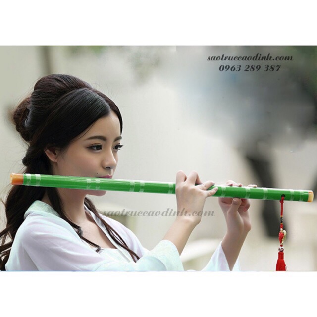Sáo Trúc Trung Hoa D27  - Dizi Xanh Nạm Ngọc