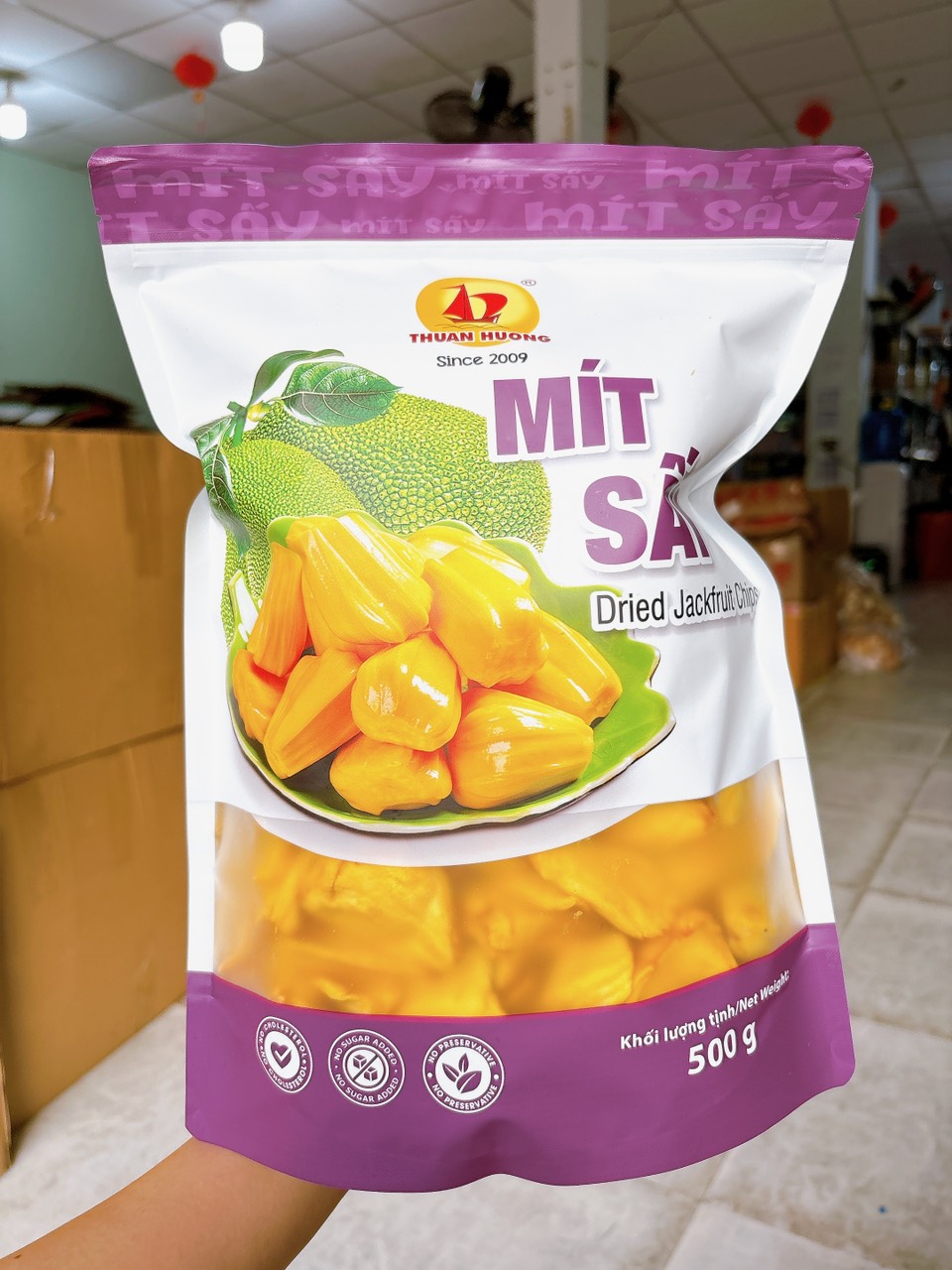 500g Mít sấy giòn loại 1, mít Thái sấy khô nguyên miếng thơm ngon giòn ngọt tự nhiên không đường, không chất bảo quản ATVSTP túi zip