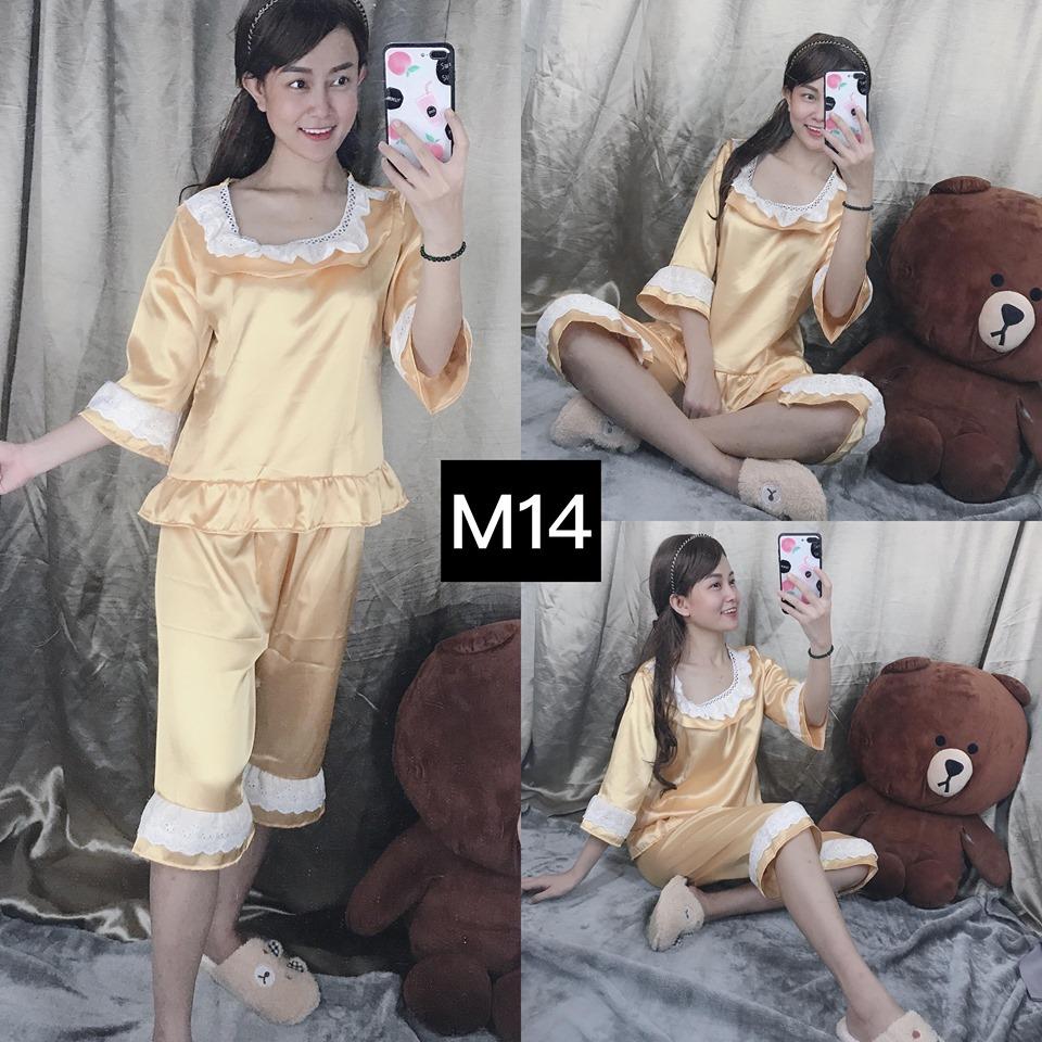 [HCM]Đồ Bộ Pizama Mặc Nhà Phi Lụa Phối Ren Trắng - Set Bộ Pijama Ngủ Nữ Lửng Phong Cách Tiểu Thư Xinh Xắn- Kèm Hình Thật  Shop Tự Chụp