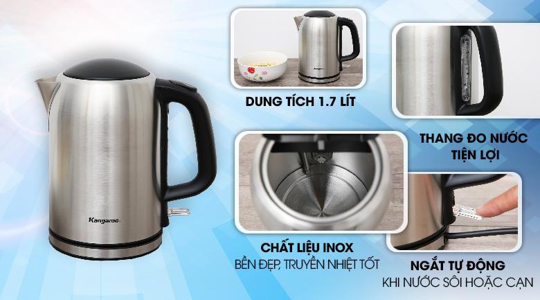 Bình đun siêu tốc kangaroo 1.7 lít kg-353