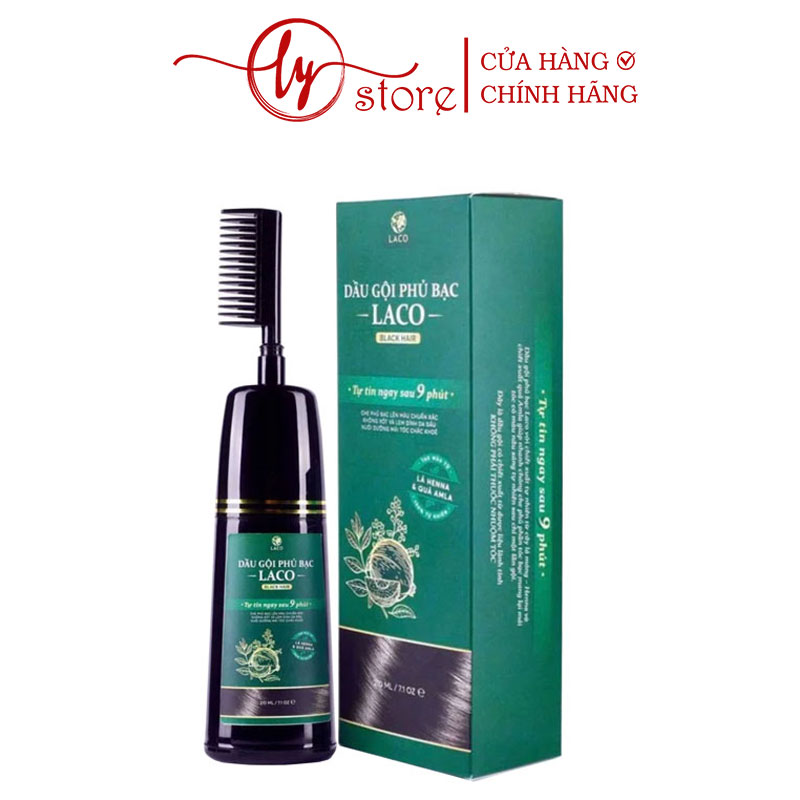 Dầu Gội Phủ Bạc Laco Black Hair 200ml giúp tóc đen tự tin sau 9 phút