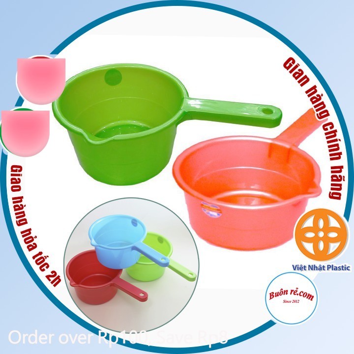 Gáo nhựa múc nước 2 size Việt Nhật (6121-6122), Ca múc nước có cán cầm tiện lợi –Buôn rẻ 01393