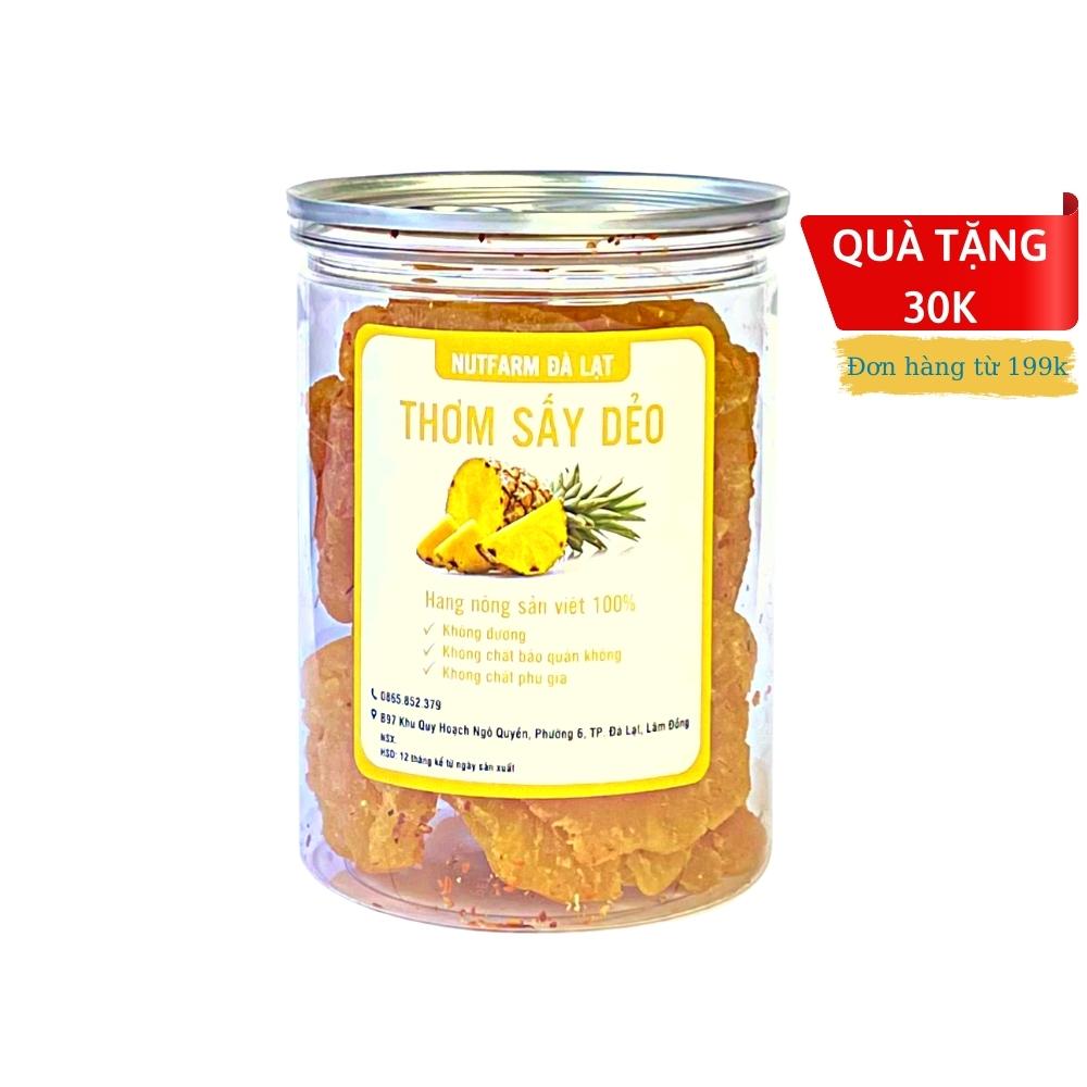 Thơm sấy muối ớt, dứa sấy dẻo không đường 300gr NutiFarm đặc sản đà lạt