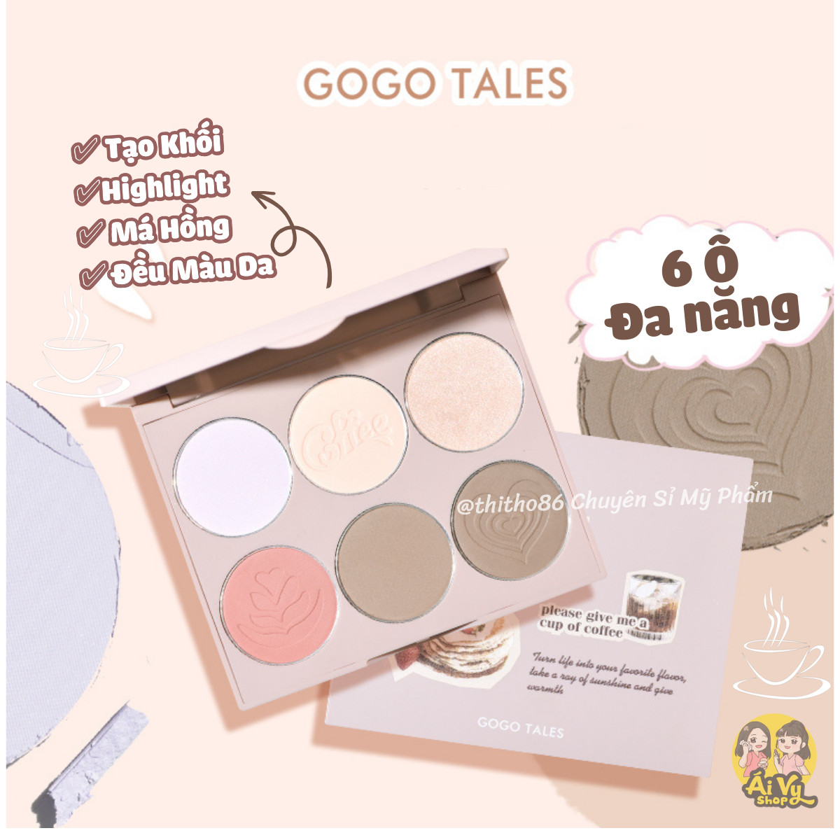 Phấn tạo khối bắt sáng 6 ô đa năng gogo tales nude light gt445 - gogotales